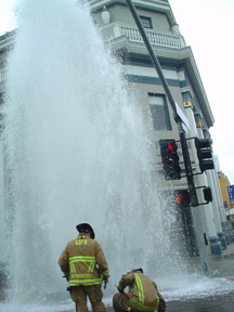 Truck hits fire hydrant in heart of Hillcrest...creating a fountain