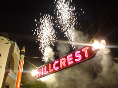 Hillcrest sign relighting for its 25th anniversary, August 9, 2009