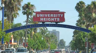 University Height Sign over Park Boulevard looking south