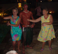Hula dancers at Nancy Moors 60th birthday party in Kihei, Maui