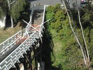 Close up of the damage to the Quince Street Pedestrian Bridge