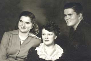 Joyce Beers with her mother and brother