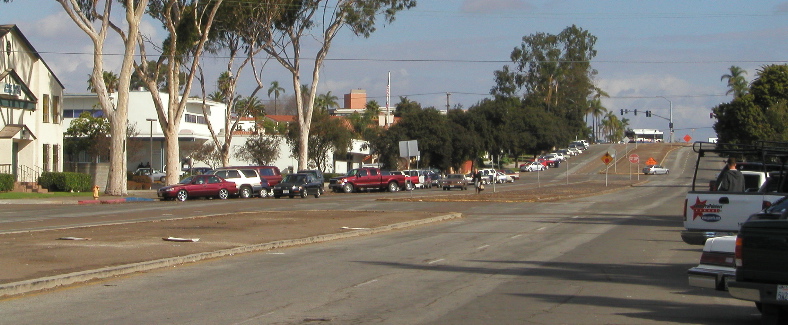 Normal Street median looking north at the DMV, Hillcrest, San Diego